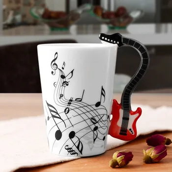 Zene, Bögre, Kreatív Gitár, Hegedű Stílus Kávé, Porcelán Csésze Tea, Tej Víz Csésze Hangszer Kezelni a Home Office-Kupa