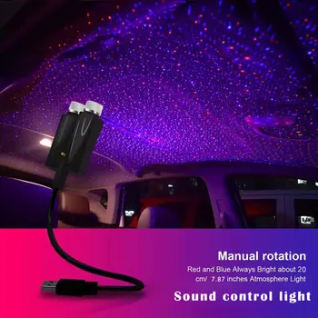 Romantikus LED Autó Tető Csillagos Éjszakai Fény Projektor Légkör Galaxy Lámpa, Dekorációs Lámpa hangvezérlés Autó Belső Dekor Lámpa