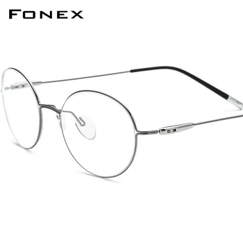FONEX Titán Ötvözet Szemüveg Férfiak Szemüveget Keret Nők Ovális Rövidlátás Optikai Keret koreai Screwless Szemüveg F1028 0