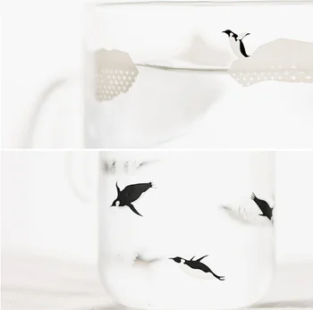Jegesmedve, pingvin pár Csésze átlátszó Kreatív Csésze friss Csodás kézzel készített Üveg pingvin medvék Üveg pohár Ajándék Ingyenes Szállítás 0