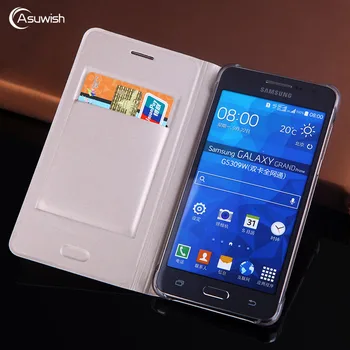 Flip Cover Bőr Telefon tok Samsung Galaxy Grand Miniszterelnök SM G530 G530H G531 G531H G531F SM-G530H SM-G531H Tárca Kártya 360