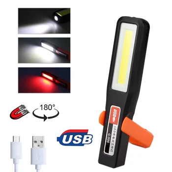 3 Mód Fehér&Vörös COB Zseblámpa Kemping Álljon a Sátor Lámpa Világító Mágnes USB Tölthető Autó javítási Munka lámpa Beépített Akkumulátor