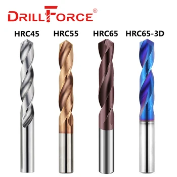 Drillforce 1DB 1-16mm HRC45 HRC55 HRC65 Tömör Keményfém Fúró Bit Készlet, Spirál Fuvola Twist Fúró, Kemény Ötvözött, Rozsdamentes Eszköz