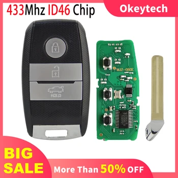 OkeyTech 3 Gomb Autó Okos Távirányító Gombot a KIA K5 KX3 Sportage Sorento Kulcsnélküli Menj 433Mhz ID46 Chip Fob Control Billentyűt Vágatlan Penge 0