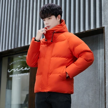 2021 Új Divat Alkalmi Férfi koreai Nagy Méretű Kabátot Megvastagodott Meleg Trend Téli Kabát Rövid Kapucnis Le Pamut, Bélelt, Férfi