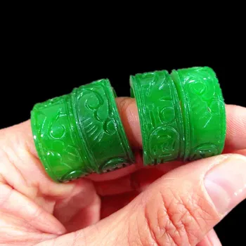 100% - Ban Természetes Jadeite Gyűrű Férfiak Nők Smaragd Gebék Kő Pár Gyűrű, Ékszerek, Kiegészítők, Zöld Hitelesített Faragott Jade Gyűrű Ajándékok