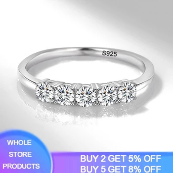 YANHUI Eredeti 925 Ezüst Gyűrű Inlay 5db Cirkónia 3 mm Gyémánt Gyűrű Fehér Arany Menyasszonyi Esküvői Eljegyzési Ékszert A Nők Ajándék