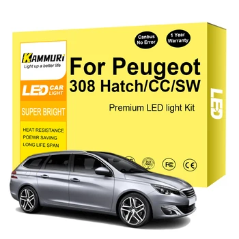 Autó LED Belső Világítás Készlet Peugeot 308 Hatch/SW/CC Tartozékok 2008 2009 2010-2017 2018 2019 2020 2021 Nem Hiba LED Izzó