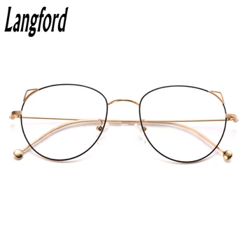Aranyos macska fülét szemüveg keret, szemüveg nők szemüveg optikai szemüveget tiszta lencse szemüveg piros metál fény 3083