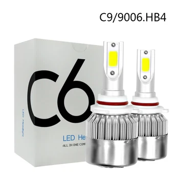 Pár C9 9005 HB4 9006 9007 HB5 H11COB Autó LED Fényszóró átalakító Készlet 72W 7600LM 6000K Szuper Fényes 0