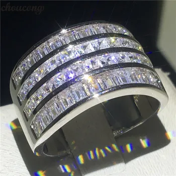 choucong Divat Hercegnő Gyűrű 925 sterling Ezüst AAAAA Cz Kő Eljegyzési, Esküvői Zenekar, Gyűrűk, Nők, férfiak Ujját, Ékszerek 0