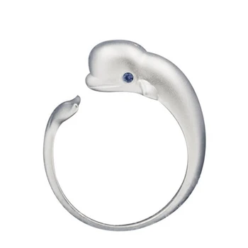 Édes Kék Szeme Bálna Nyitó Gyűrű Ezüst Bevonatú Állítható Női Divat, Egyszerű Ujj Gyűrű Ékszer