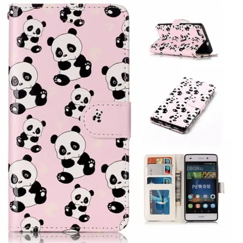 Luxus PU Bőr Pénztárca tok Huawei P8 Lite 2017 Panda Flip Telefon Esetekben Állni Tárca Kártya-tartó Fedelét a Huawei P9 Lite