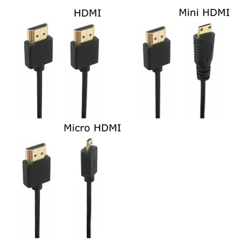OD 3.0 mm-es Szuper Puha Mikro HDMI-kompatibilis & Mini HDMI-kompatibilis férfi Vékony Kábel 2k 4k hd @60hz Könnyű, Hordozható 0