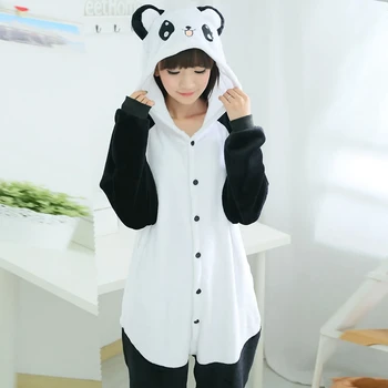 Kigurumi Fekete Panda Pizsama Állat Fél Cosplay Jelmez Flanel Partedli Játék Rajzfilm Állat Hálóruházat