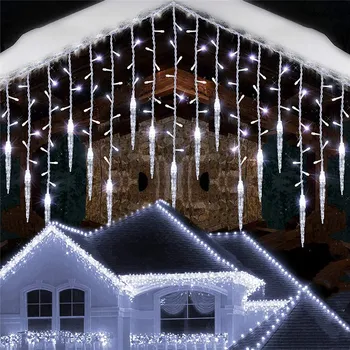 Lakberendezési Garland Fény 15M LED Függöny Jégcsap String Lámpák Kültéri Eresz Karácsony, Új Év Halloween Dekoratív Girland