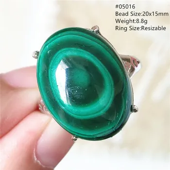 Természetes, Zöld Malachit Chrysocolla Állítható Gyűrű 14x10mm Malachit Ovális 925 Sterling Ezüst Malachit köves AAAAA 0