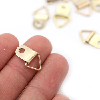 100/Sok Arany Háromszög D-Gyűrű Lóg a Kép olajfestmény Tükör Keret Horgok Vállfák 0