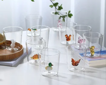 Kreatív 3D Állat Pohár Víz Kupa Aranyos Modellezés Háztartási Egyszerű Üveg Kávé, üdítő, Tej Kupa Otthoni Asztali Kiegészítők 0