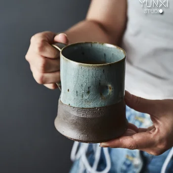 Japán stílusú, kézzel készített kőedény bögre nagy kapacitású unisex kerámia csésze víz haza retro hivatal kávét