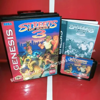 Sega MD játék - Streets of rage III 3 Mezőbe, majd Kézi 16 bites Sega MD játék Patron Megadrive Genesis rendszer