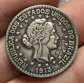 1913-ban Brazília 1000 Reis érmék MÁSOLAT 0