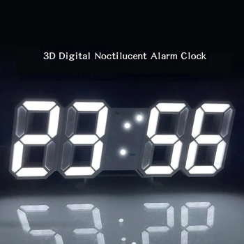 Északi Digitális Ébresztőóra 3D LED Fali Órák Lógó Óra Szundi Naptár Hőmérő Óra 12/24 Órás Idő, Elektronikus Óra 0
