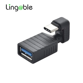 Lingable 90 Fokos Szögben C Típusú Férfi-USB 3.0 Női OTG USB Átalakító-C OTG Adapter Okos Telefon Csatlakozó