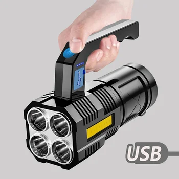 High Power Led-es Zseblámpa, Kemping Túrázás Lámpák Erős Elemlámpa Vízálló USB Újratölthető 4 fények Hordozható Erős Fény