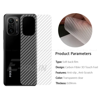 Puha Szénszálas hátlap Film A XiaoMi Mi PocoPhone POCO F3 C3 X3 NFC GT M3 M2-es F2 Pro F1 X2 Hátsó Képernyő Védő Üveg nélkül 1