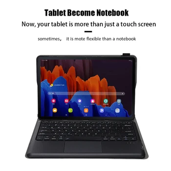 Vezeték nélküli Bluetooth 3.0 Billentyűzet Samsung Galaxy Tab S7 FE T730 T736 Touchpad az Esetben A Samsung S7 Plus T970 T975 Tabletta Fedezi 1