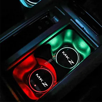 Világító Autós Víz Csésze Alátét Jogosultja 7 Színes, USB Töltő Autó Logó Led Hangulat Fény Lincoln MKZ Auto Tartozékok 2