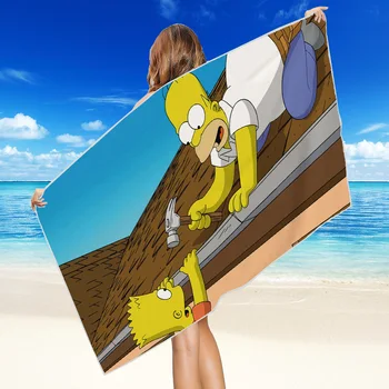 Springfield Simpsones Családi Gyors Strand Törölköző Száraz Mikroszálas Arcát Mosogatórongy Washrag Úszás, Szörfözés, Törölközők 2