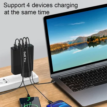 URVNS 4-Port 161W GaN 2 Pro USB-C Adapter, 2 USB-C PD 100W 2 USB-EGY 22.5 W PS/EU Földelő Töltő Laptopok, Telefonok 2