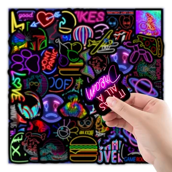 10/30/50Pcs Neon Light Graffiti Matricák Rajzfilm Vízálló Anime Matrica Diy Poggyász Bőrönd Motoros Matrica Gyermek Játékok Ajándék 2