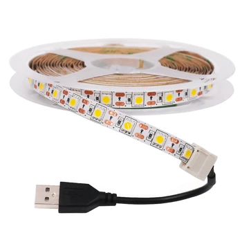 USB LED Szalag lámpa 5050 DC5V Flexibilis LED Szalag Szalag 50cm / 1m / 2m / 3m / 5m HDTV TV Asztal Képernyő Háttérvilágítás Meleg Fehér 2