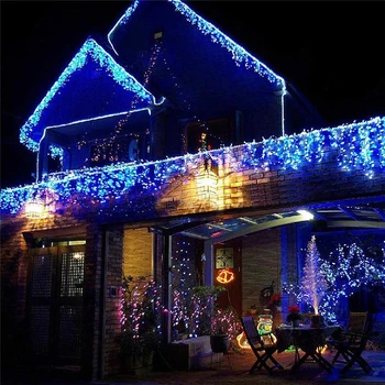 8m-48m 220V Karácsonyi Koszorú LED Függöny Jégcsap String Fény Bágyadtság 0.4-0.6 m Pláza Eresz Kert Színpad Terasz Kerti Dekoráció 2