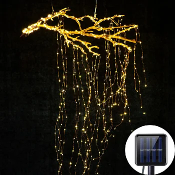 Napelemes LED-es Fa Szőlő Vízesés Tündér Füzér String Fény Dekoráció Kerti Utcában, Nappali, Kert 2