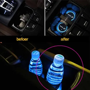Világító Autós Víz Csésze Alátét Jogosultja 7 Színes, USB Töltő Autó Logó Led Hangulat Fény Lincoln MKZ Auto Tartozékok 3