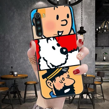 Az Adventures of Tintin Telefon Esetében A Xiaomi Redmi Megjegyzés 7 8 9 10 7 8 TONNA 9A 9T 9-ES 10-ES Pro fekete 3D-s miniszterelnök puha, vízhatlan tpu 3