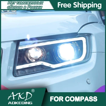 Autó Jeep compass Fényszórók 2011-2016 DRL Nap, Futó Fény, LED-Bi Xenon Izzó, Ködlámpa Autó Tartozék iránytű Fej Lámpa 3