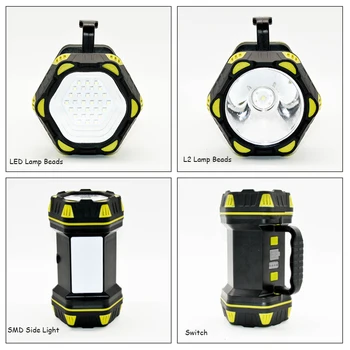 10000Lumens Zseblámpa Töltse fel USB-Ultra Könnyű Fényszóró Kempingezni, Horgászni Fáklya 8 Módok Kültéri Lámpa COB Oldalon Fény 3