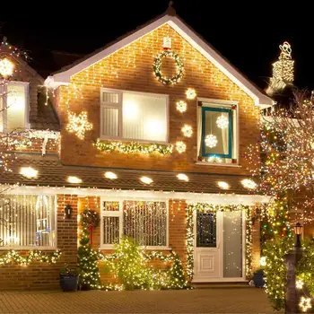 8m-48m 220V Karácsonyi Koszorú LED Függöny Jégcsap String Fény Bágyadtság 0.4-0.6 m Pláza Eresz Kert Színpad Terasz Kerti Dekoráció 3