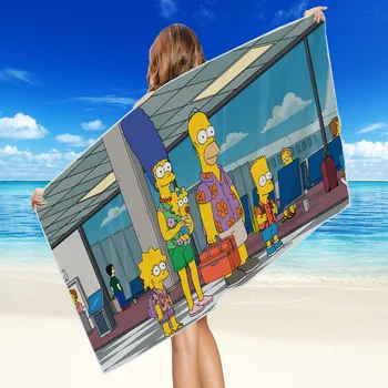 Springfield Simpsones Családi Gyors Strand Törölköző Száraz Mikroszálas Arcát Mosogatórongy Washrag Úszás, Szörfözés, Törölközők 4