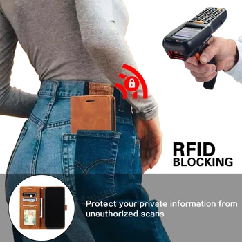 Bőr RFID-Blokkoló Flip tok A Xiaomi 10T Lite 11 11X Pro 11azt Poco M2 X3 NFC M3 F3 Védeni Fedezze Stand-Kártya nyílás, Puha Táska 4