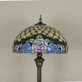 Európai stílusú Tiffany rózsa virág ólomüveg emelet lámpa étkező, hálószoba lámpa E27 110-240V 4