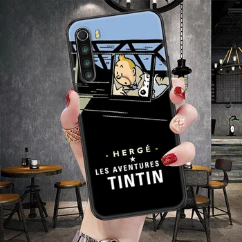 Az Adventures of Tintin Telefon Esetében A Xiaomi Redmi Megjegyzés 7 8 9 10 7 8 TONNA 9A 9T 9-ES 10-ES Pro fekete 3D-s miniszterelnök puha, vízhatlan tpu 5