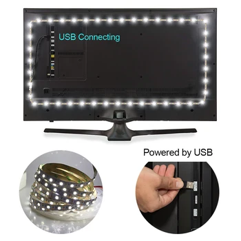 USB LED Szalag lámpa 5050 DC5V Flexibilis LED Szalag Szalag 50cm / 1m / 2m / 3m / 5m HDTV TV Asztal Képernyő Háttérvilágítás Meleg Fehér 5