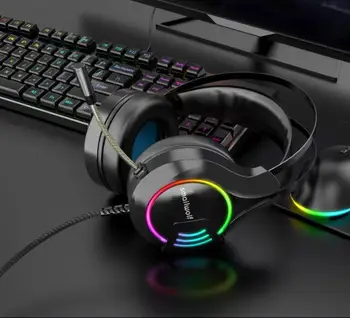 Játék Fülhallgató, SZÁMÍTÓGÉP, PS4, 7.1-es Térhatású Hang Gaming Fejhallgató Gamer USB Over-Ear Fülhallgató, Vezetékes RGB fényforrás a Ps4 xbox 5