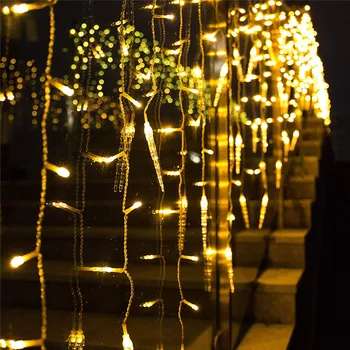 Lakberendezési Garland Fény 15M LED Függöny Jégcsap String Lámpák Kültéri Eresz Karácsony, Új Év Halloween Dekoratív Girland 5